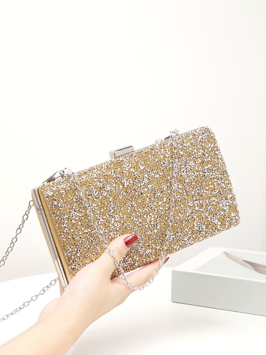 Allover Rhinestone Decor Box Bag