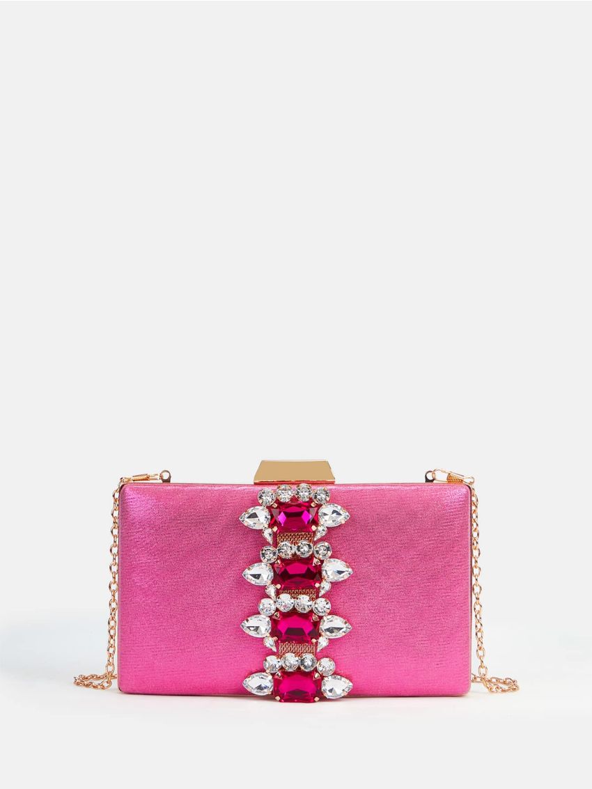 Metallic Gemstone Decor Box Bag