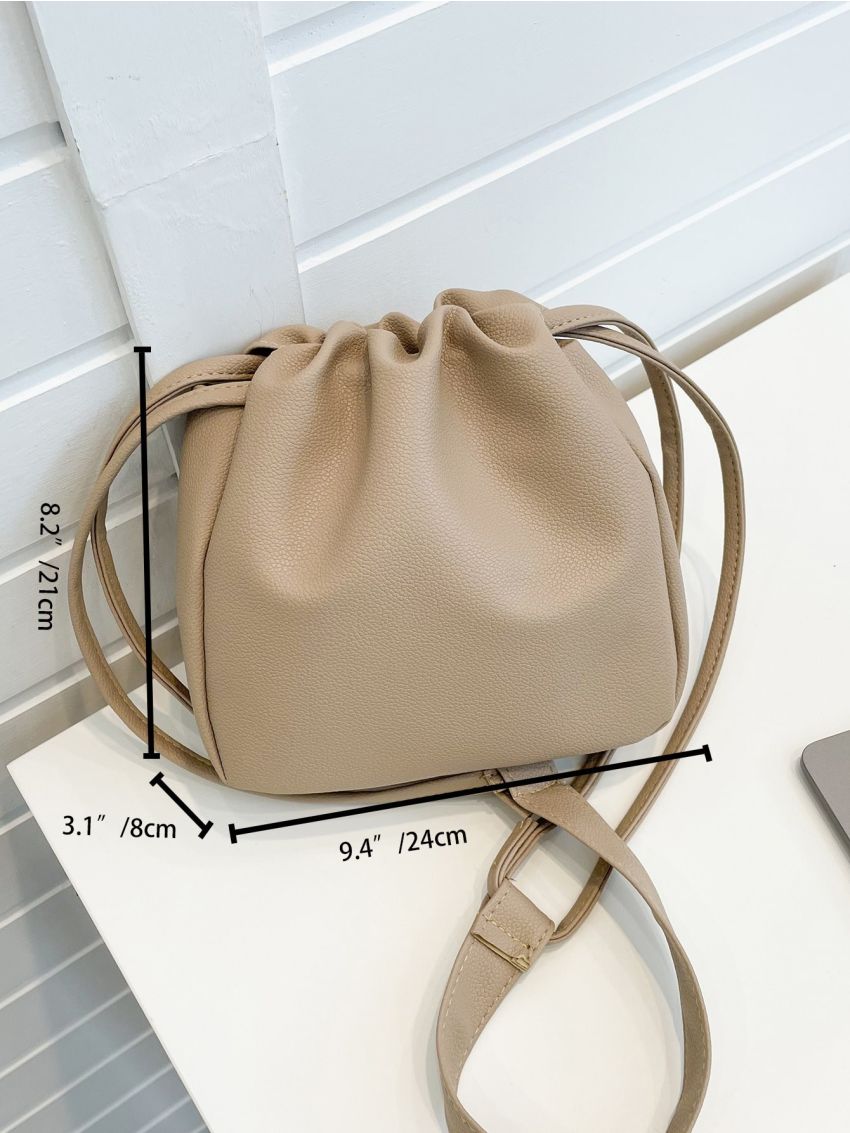 Minimalist Drawstring Detail Bucket Bag