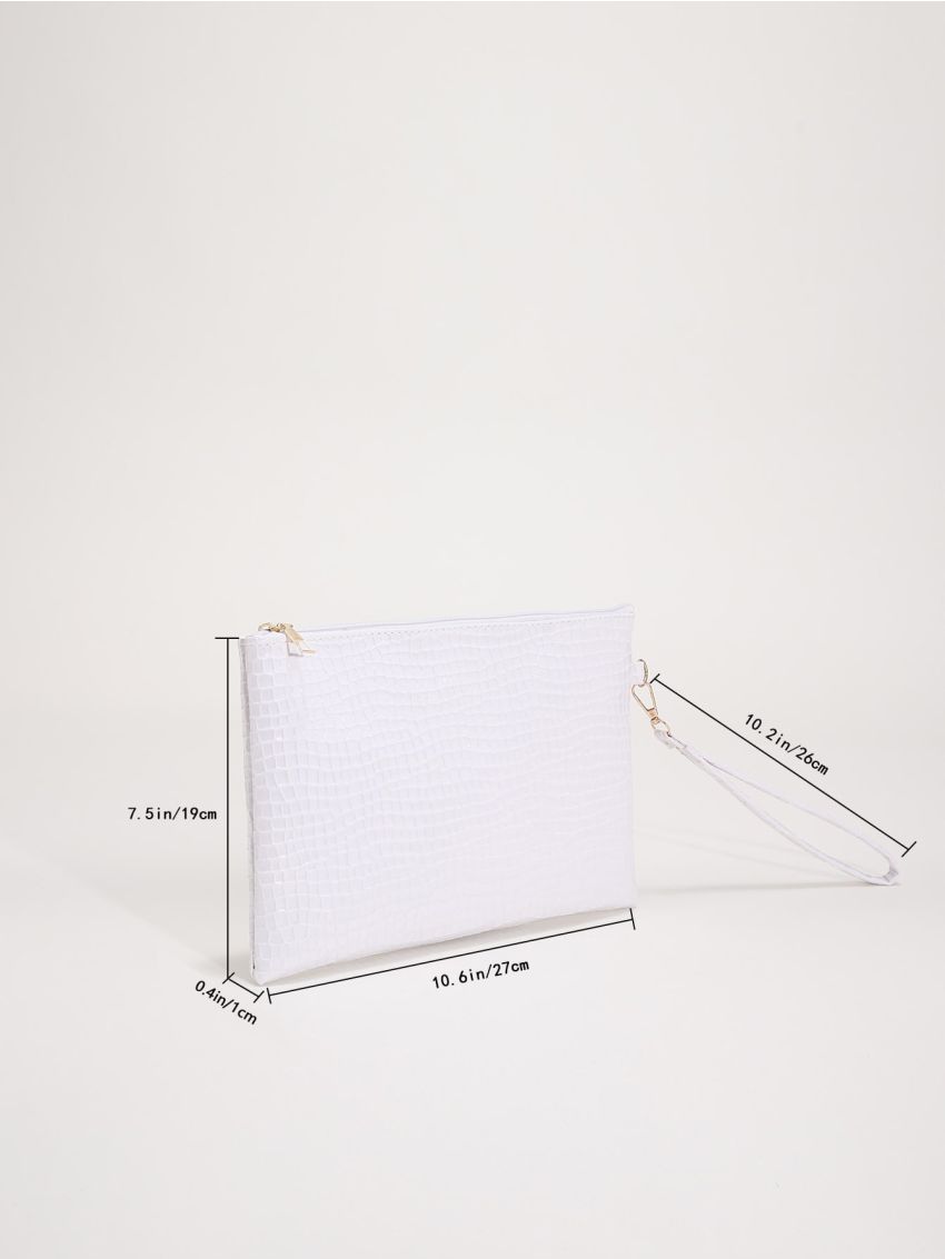 Lizard Embossed Square Bag With Wristlet