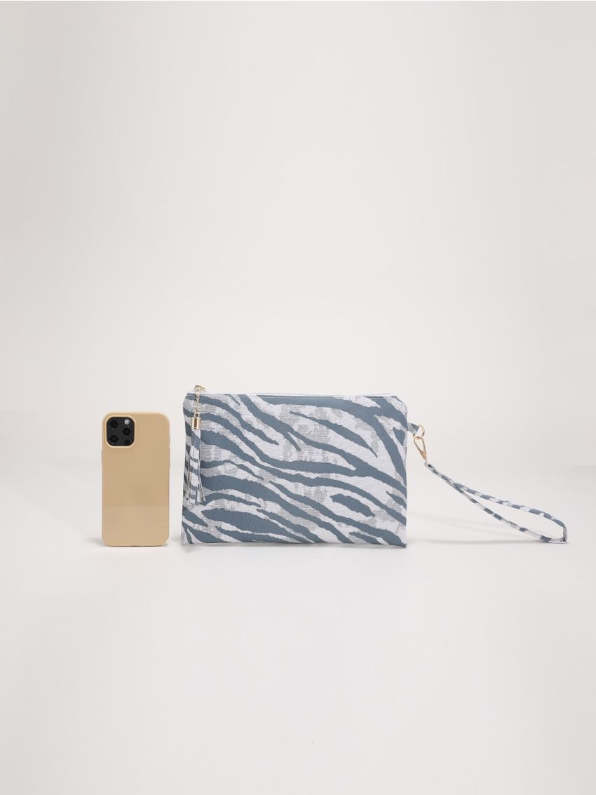 Zebra Striped Pattern Square Bag With Wristlet
