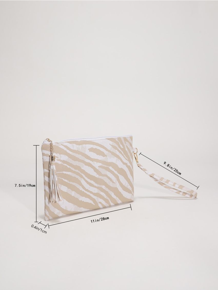 Zebra Striped Pattern Square Bag With Wristlet