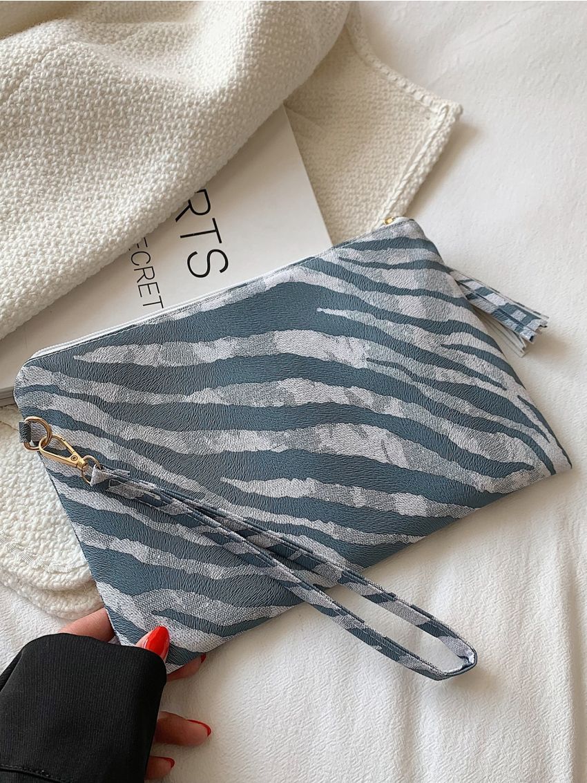Zebra Striped Pattern Square Bag With Wristlet