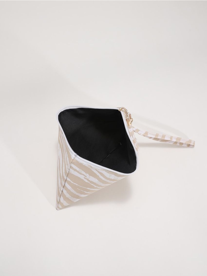 Zebra Striped Pattern Square Bag With Wristlet