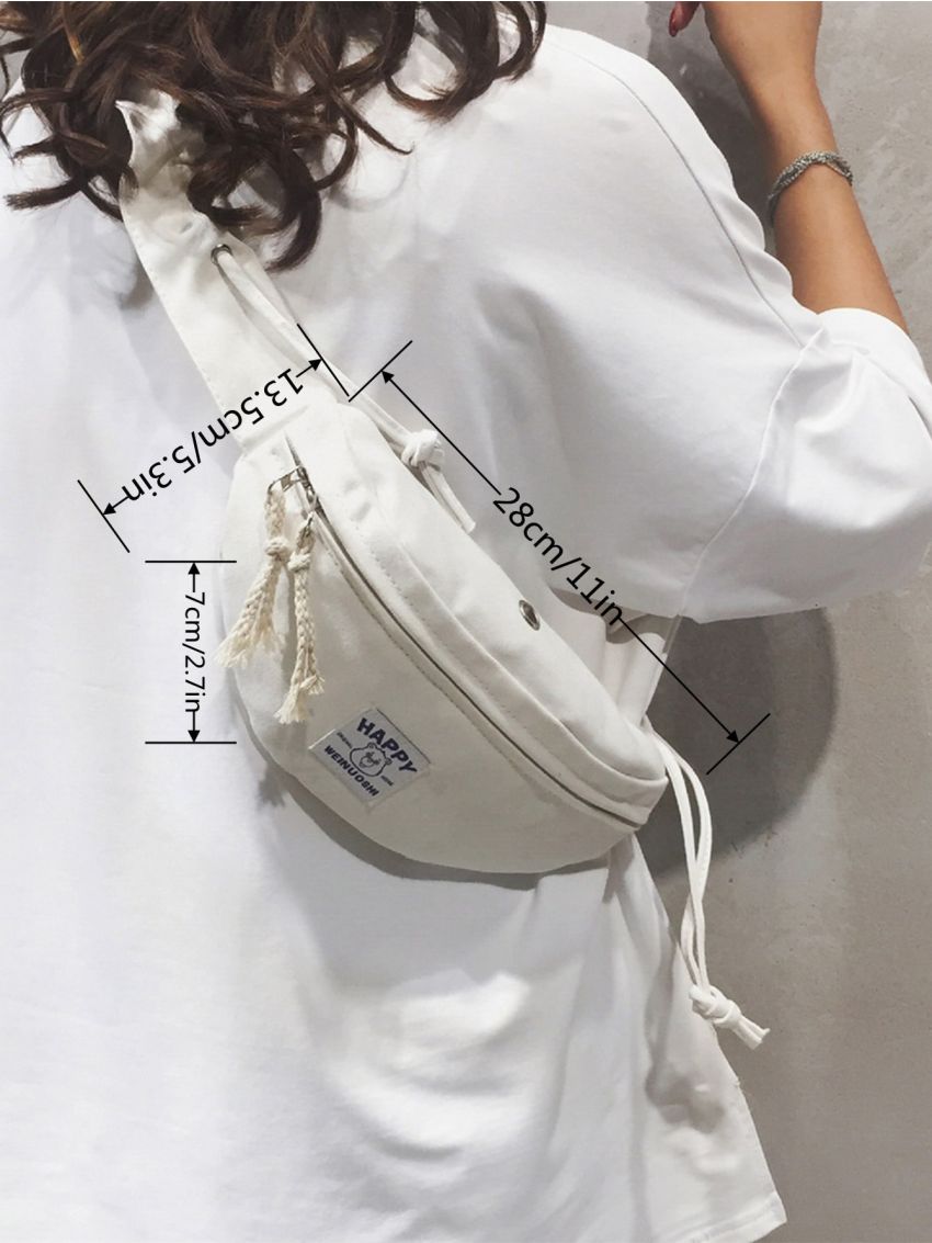 Letter Patched Detail Waist Bag