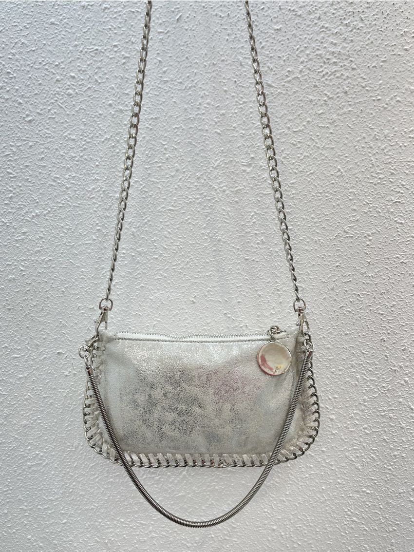 Braided Detail Chain Baguette Bag