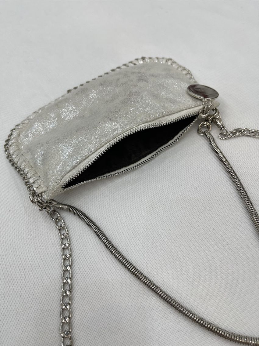 Braided Detail Chain Baguette Bag