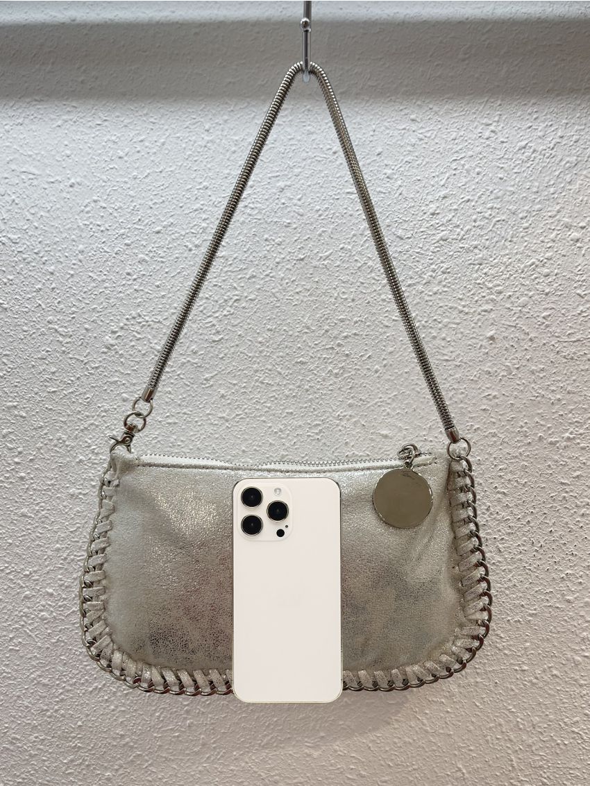 Braided Detail Chain Baguette Bag