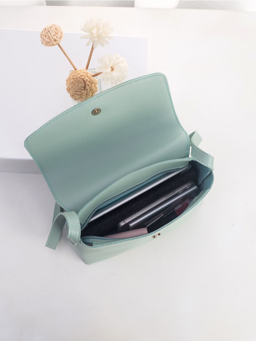 Letter Graphic Flap Square Bag