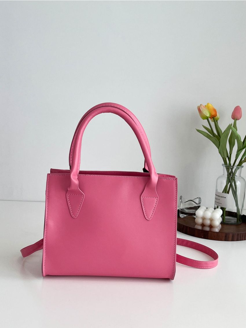 Geometric Embossed Double Handle Square Bag