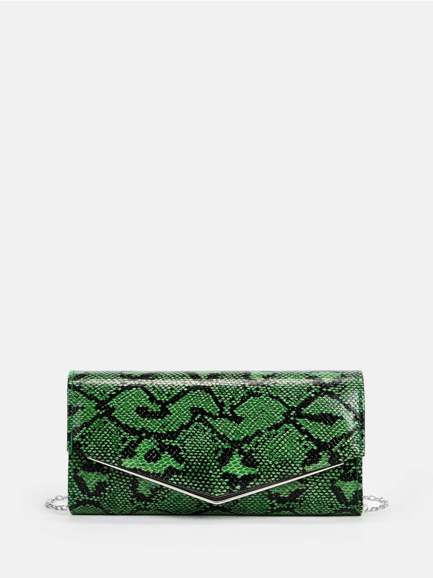 Snakeskin Print Chain Square Bag