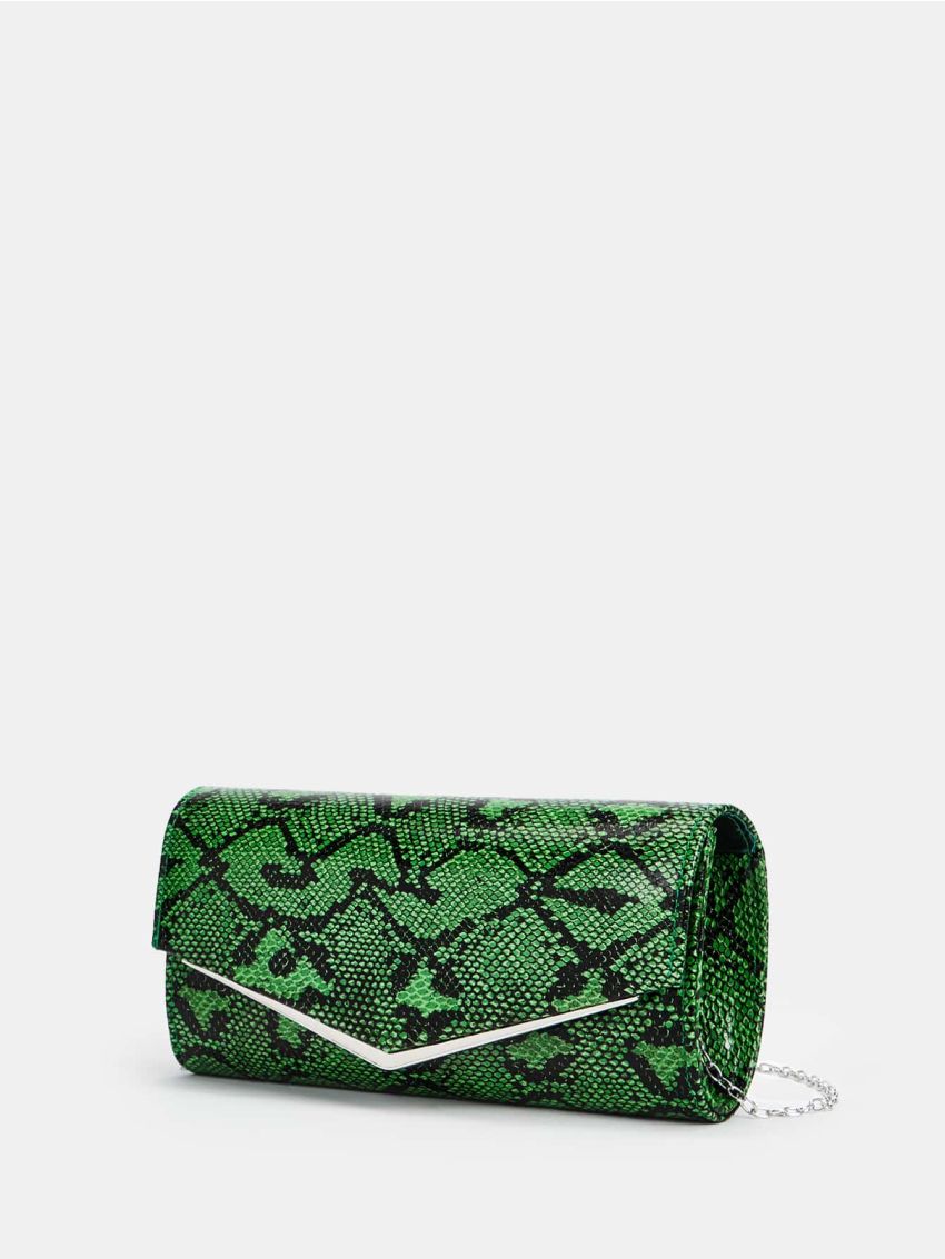 Snakeskin Print Chain Square Bag
