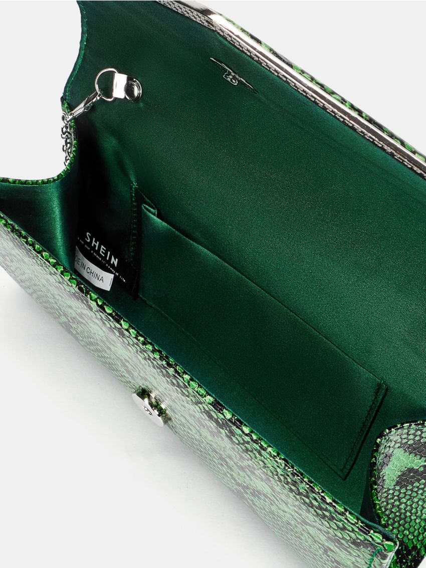 Snakeskin Print Chain Square Bag