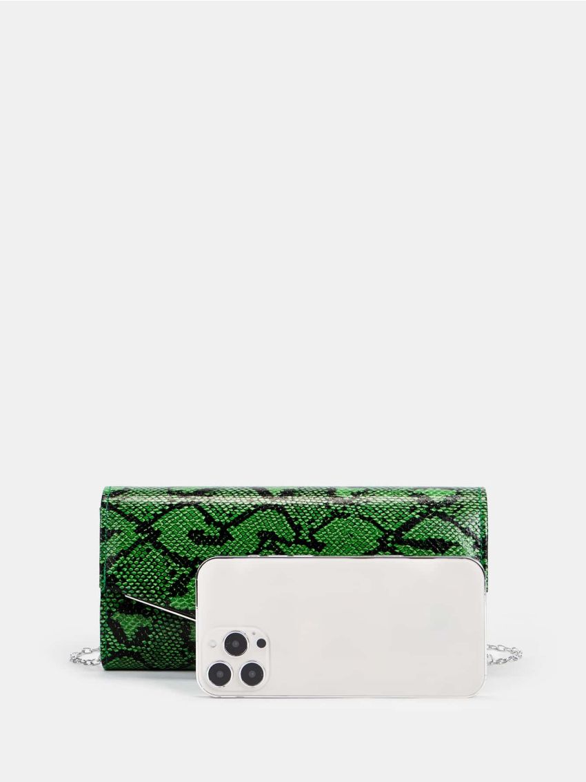 Snakeskin Print Chain Square Bag