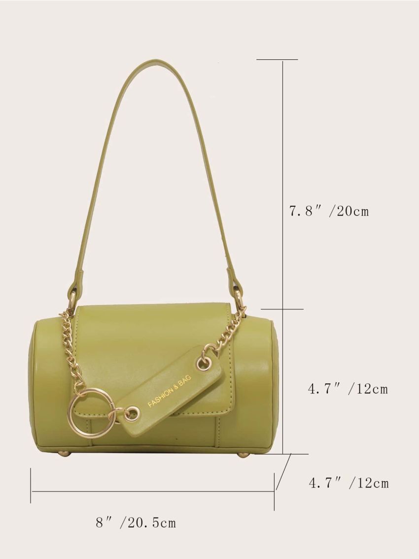 Studded Detail Flap Cylinder Bag