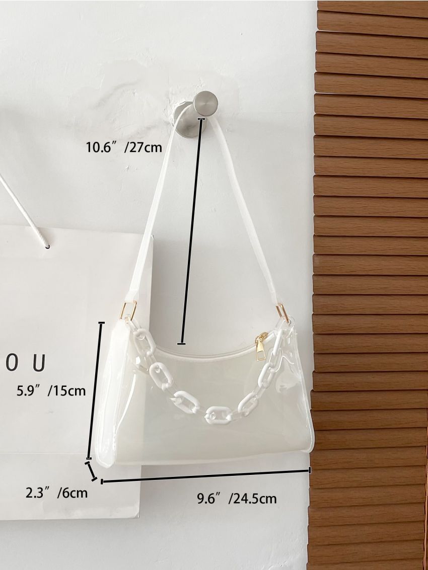 Clear Chain Decor Baguette Bag