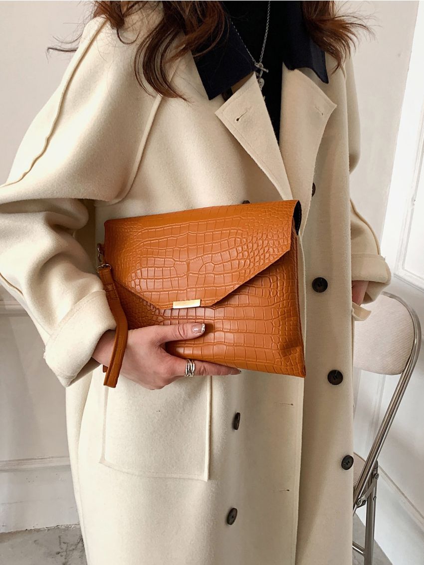 Croc Decor Clutch Bag