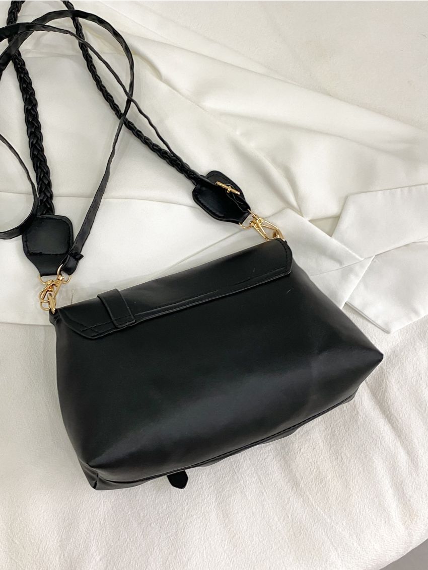 Buckle Detail Flap Ruched Bag