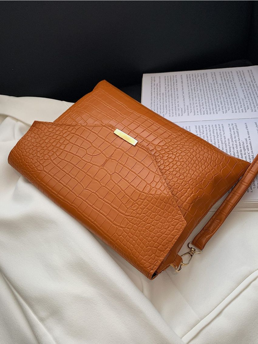 Croc Decor Clutch Bag