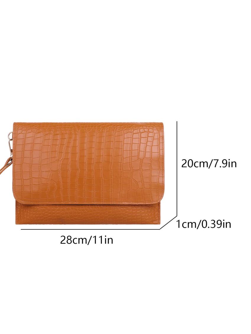 Croc Embossed Evening Bag With Wristlet