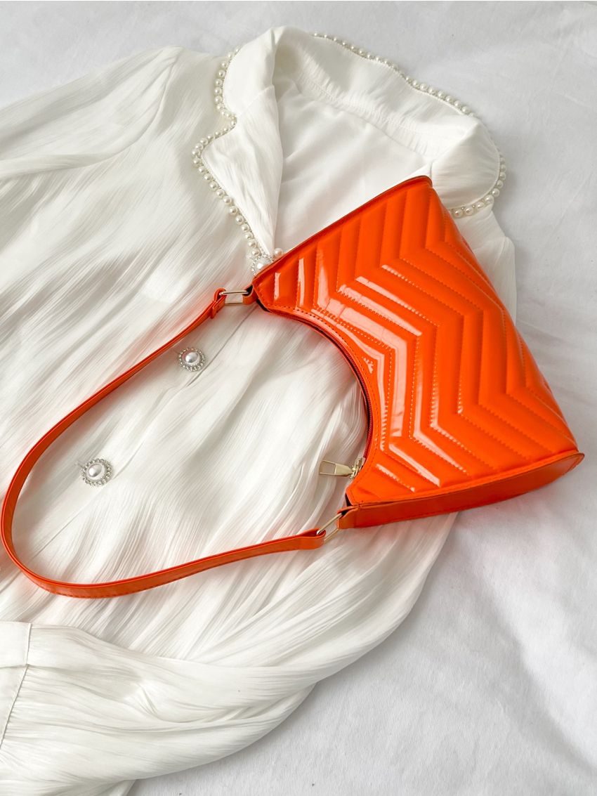 Minimalist Chevron Baguette Bag