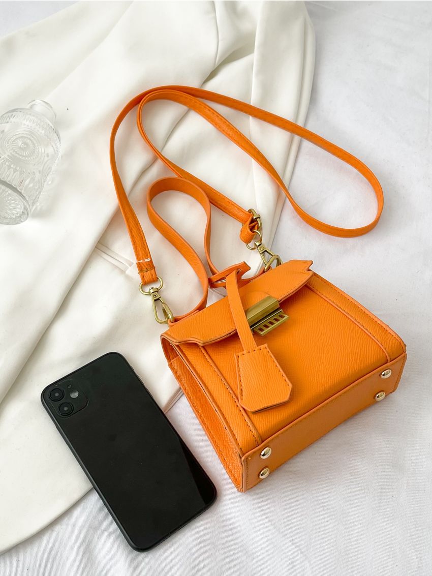 Mini Metal Lock Design Square Bag