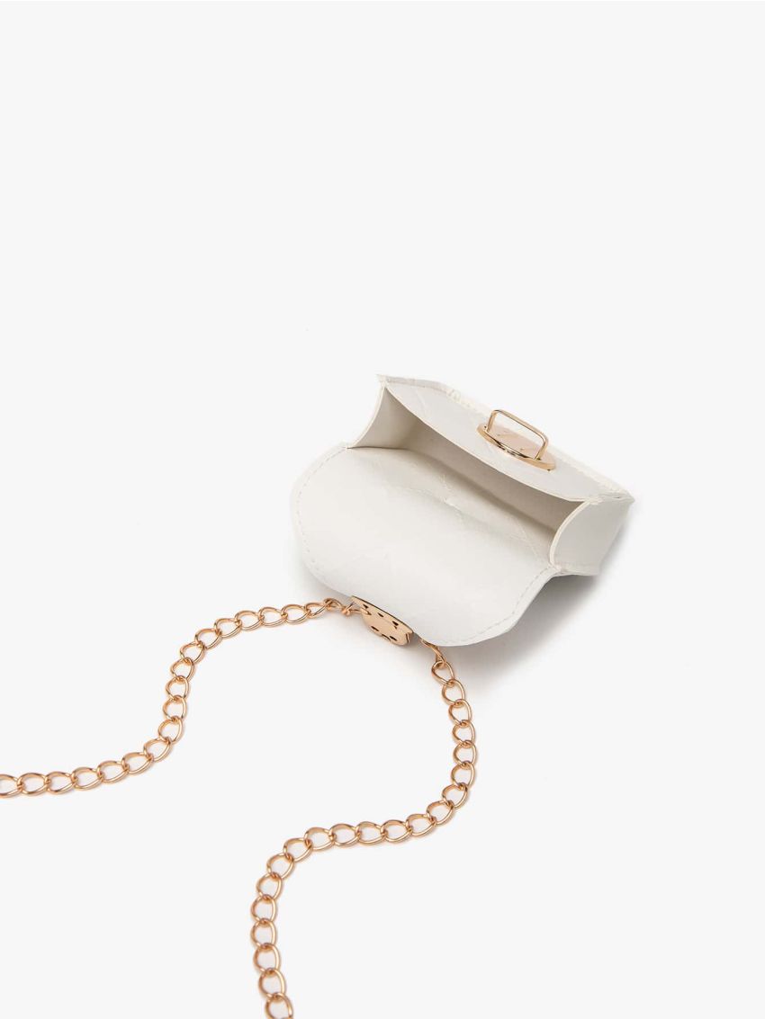 Mini Quilted Flap Coin Purse With Chain