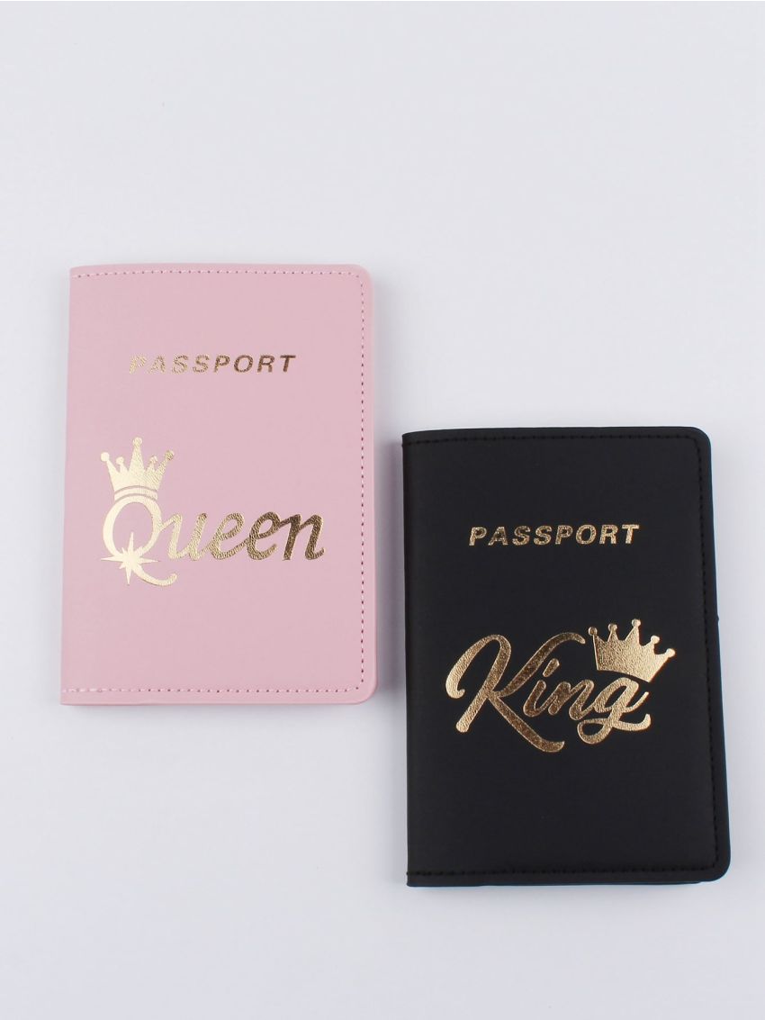 2pcs Letter & Crown Graphic Passport Case