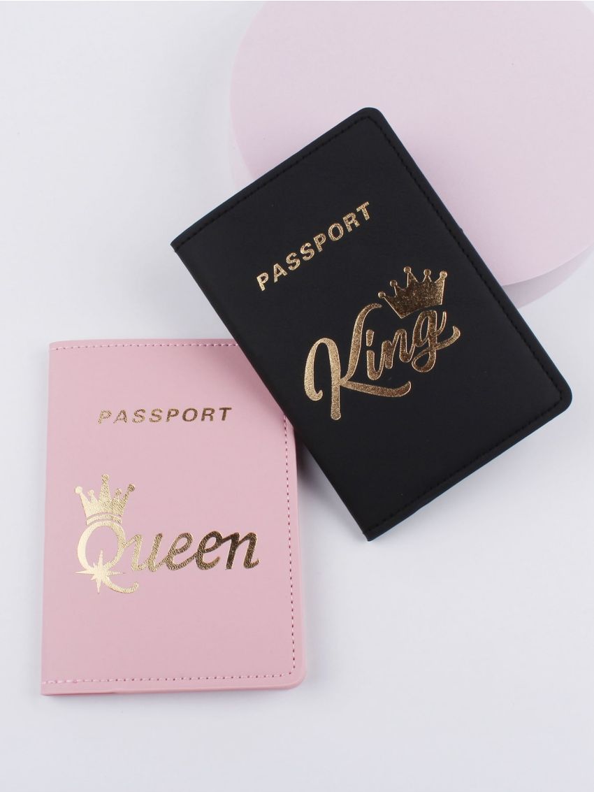 2pcs Letter & Crown Graphic Passport Case