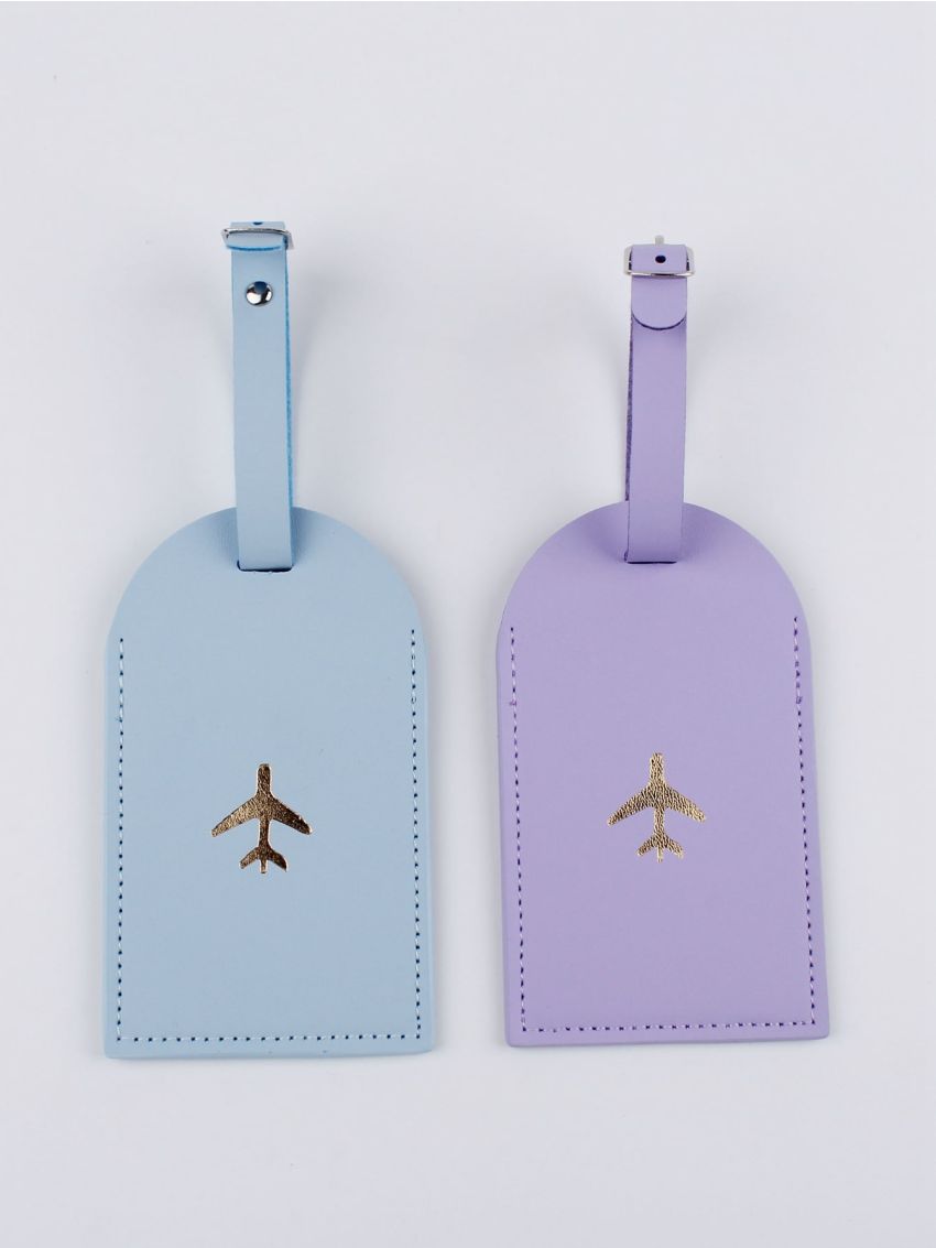 2pcs Plane Graphic Couple Luggage Tag