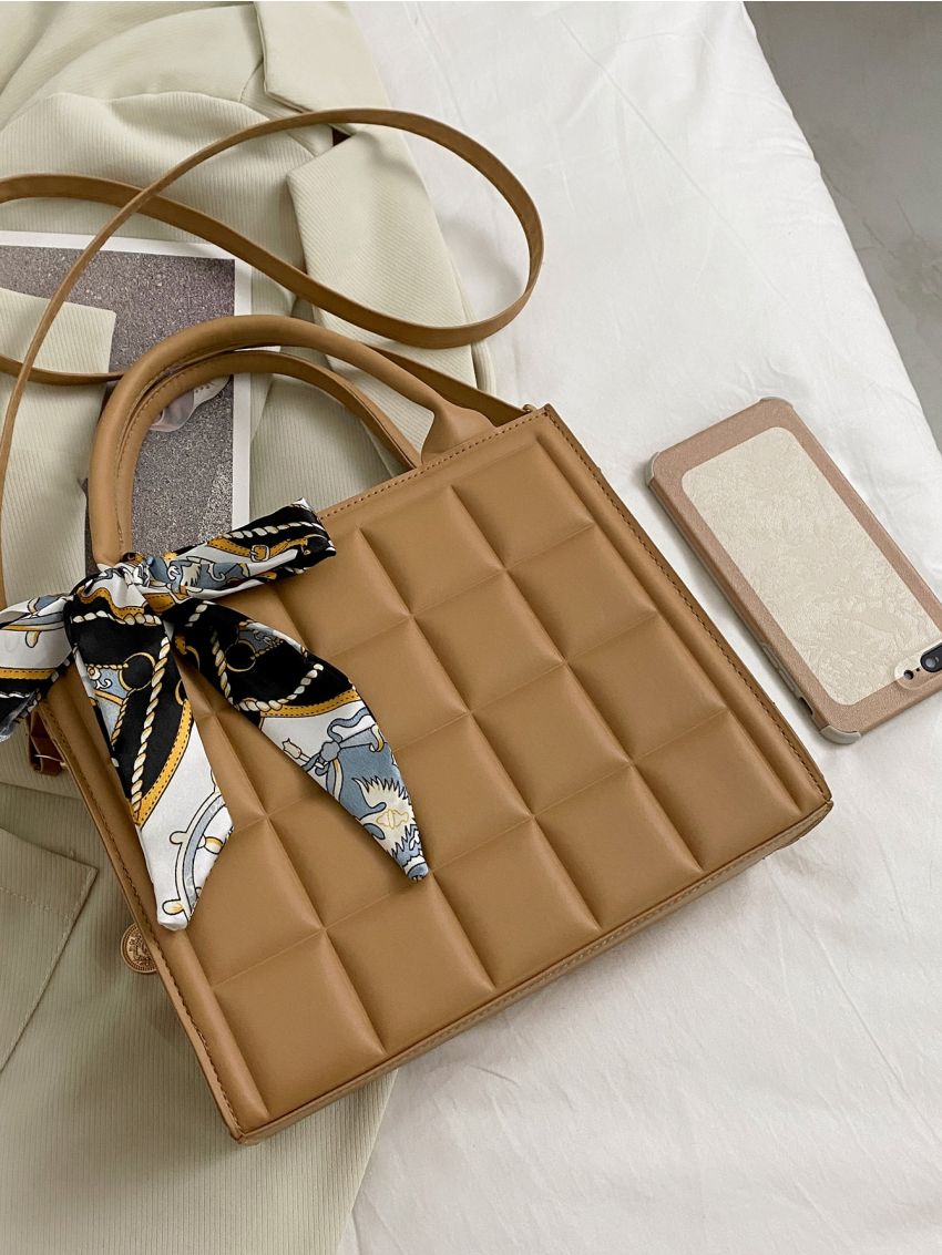 Twilly Scarf Decor Geometric Embossed Square Bag