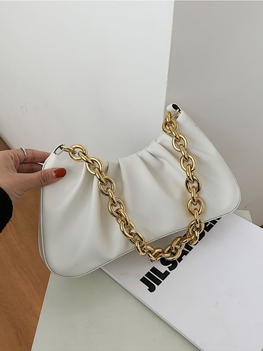 Minimalist Ruched Baguette Bag