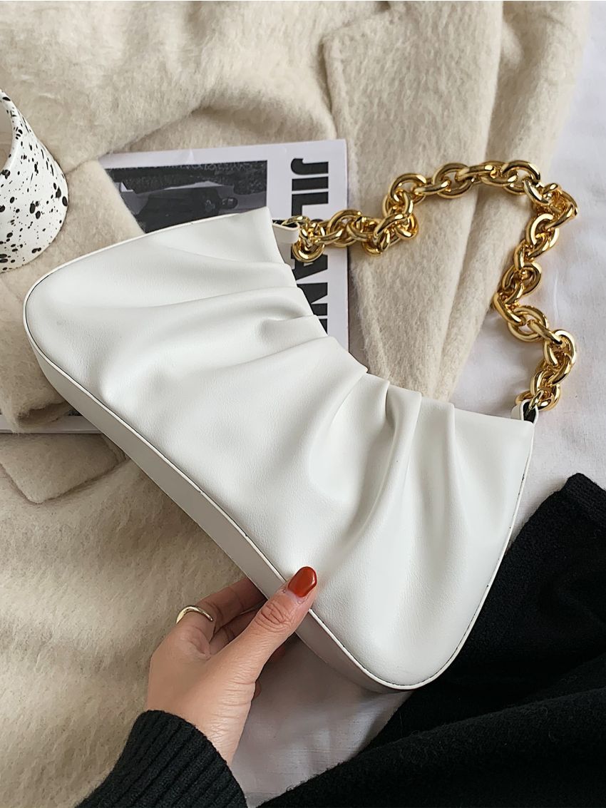 Minimalist Ruched Baguette Bag
