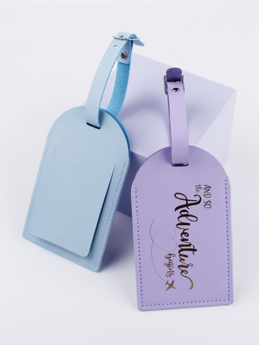 2pcs Couple Metallic Slogan Graphic Luggage Tag