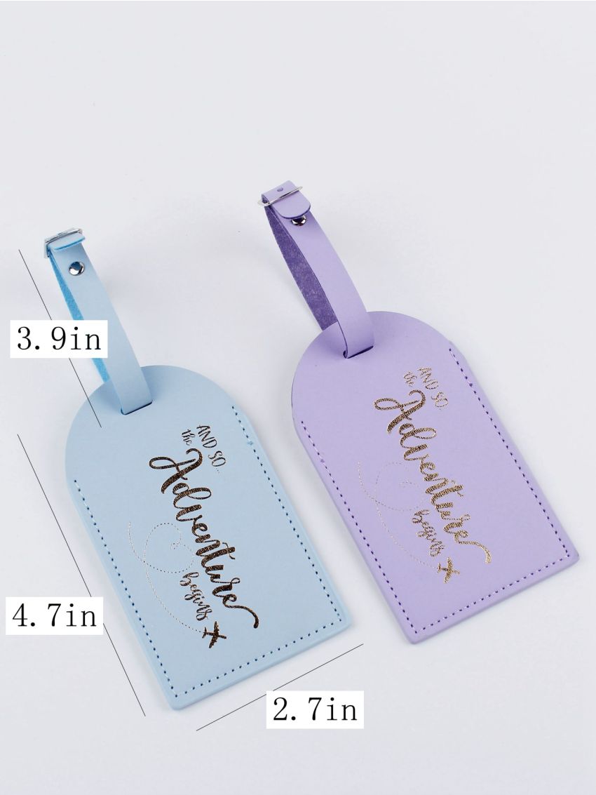 2pcs Couple Metallic Slogan Graphic Luggage Tag