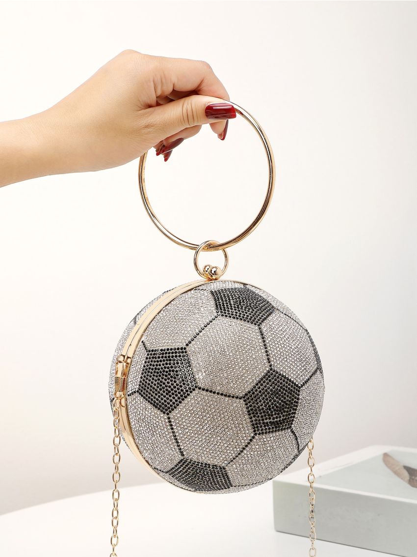 Mini Allover Rhinestone Decor Circle Bag