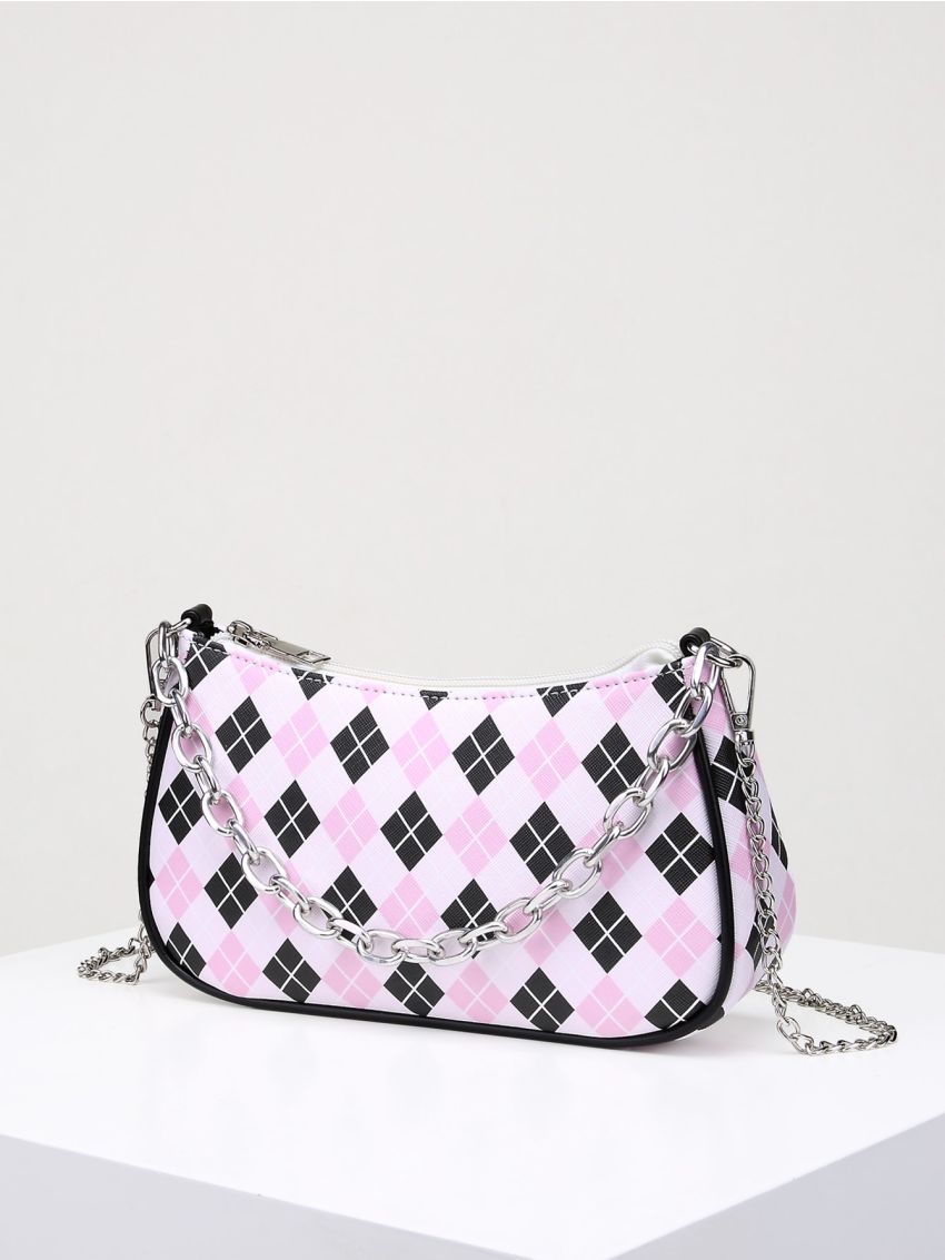 Geometric Pattern Chain Decor Square Bag