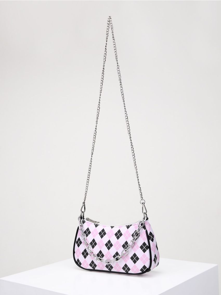 Geometric Pattern Chain Decor Square Bag