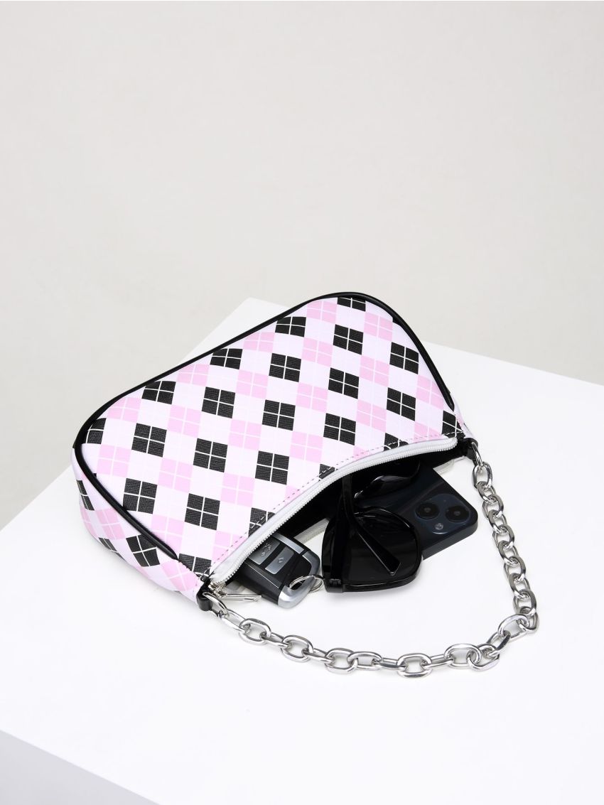 Geometric Pattern Chain Decor Square Bag