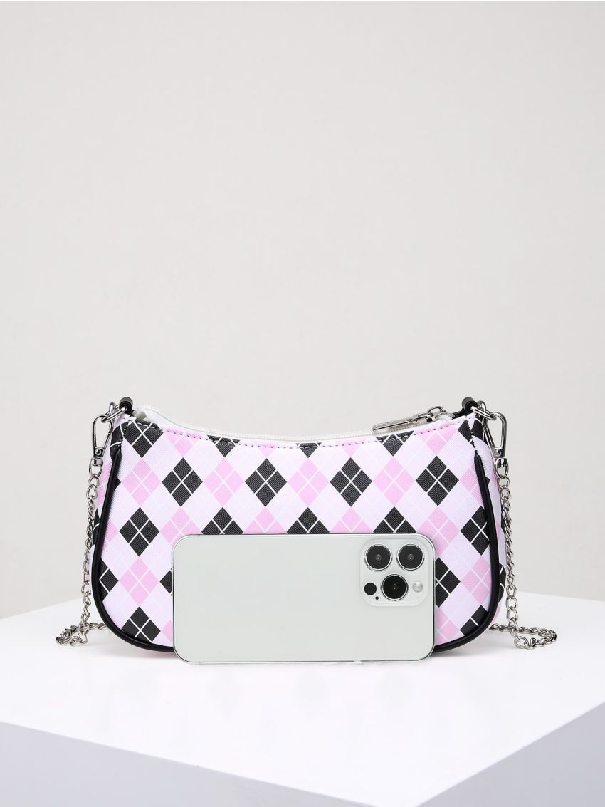 Geometric Pattern Chain Decor Square Bag