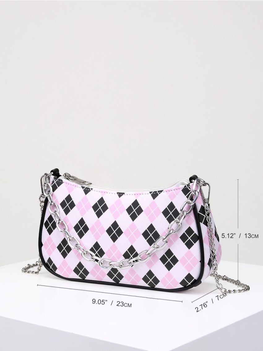 Geometric Pattern Chain Decor Square Bag