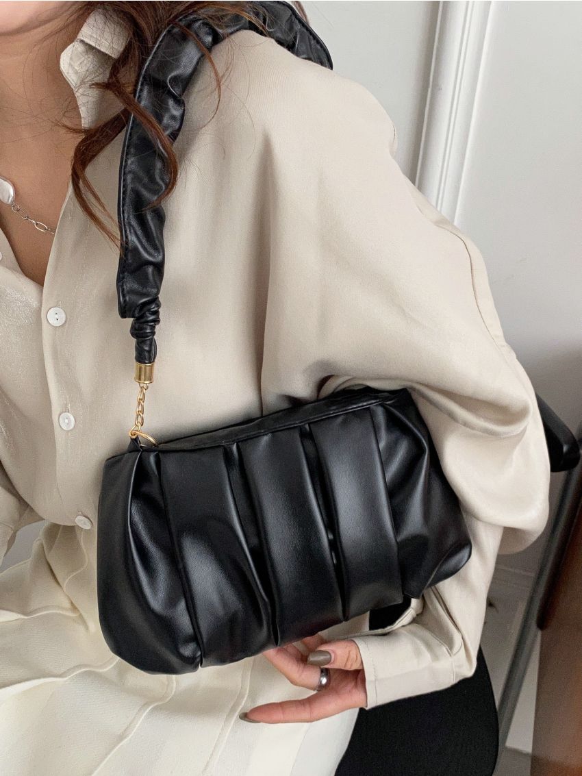 Chain Decor Ruched Bag