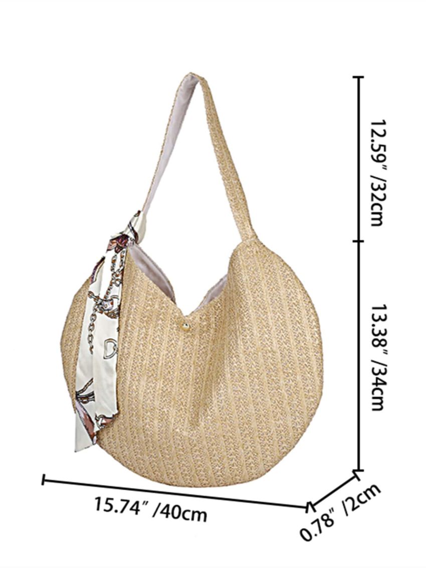 Twilly Scarf Decor Straw Bag