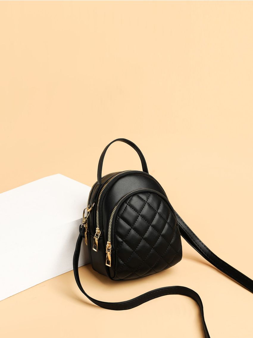 Mini Quilted Multi-compartment Satchel Bag
