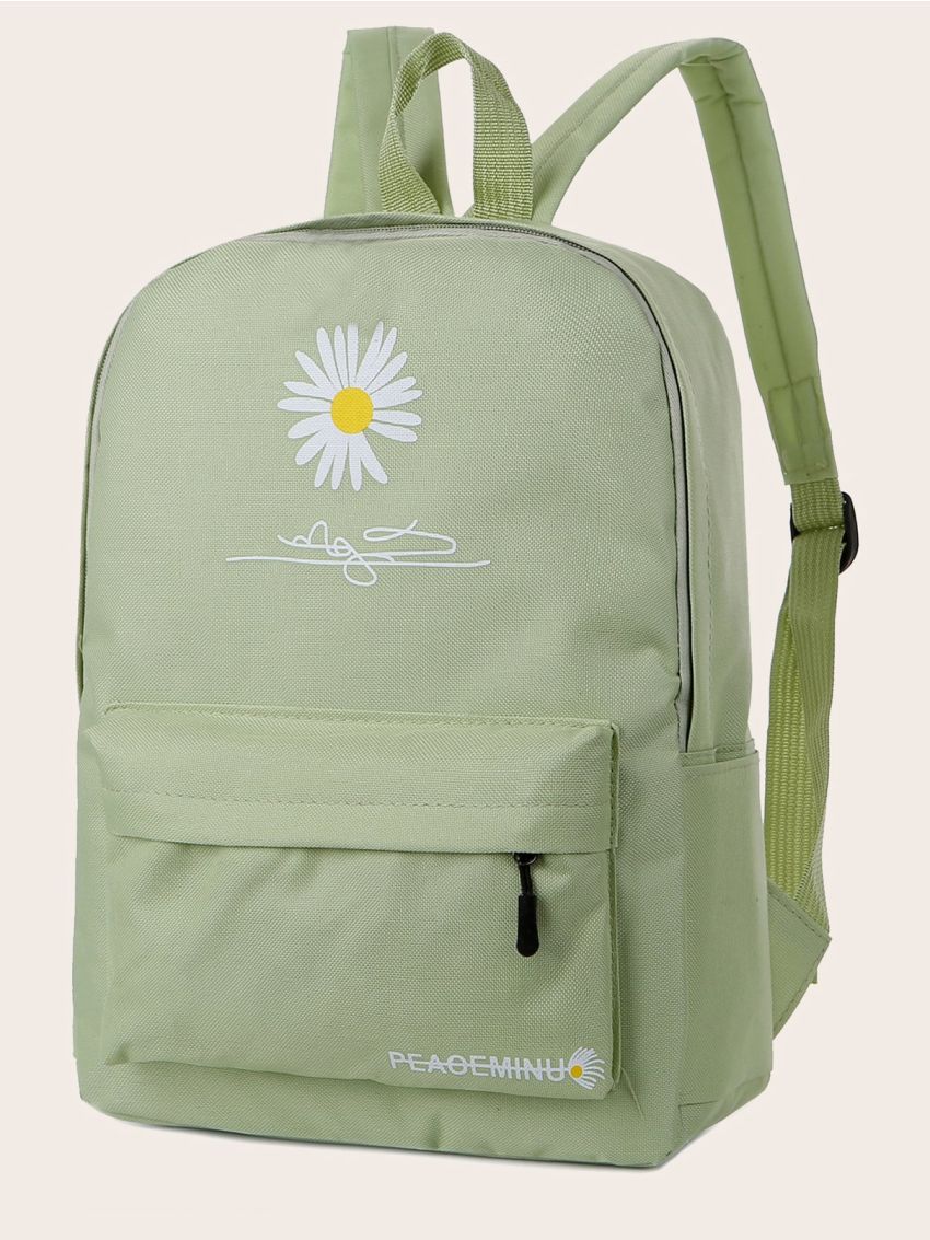 Daisy Embroidered Pocket Front Backpack