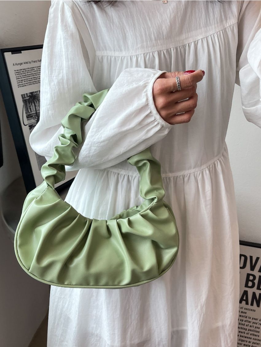 Minimalist Snap Button Ruched Bag