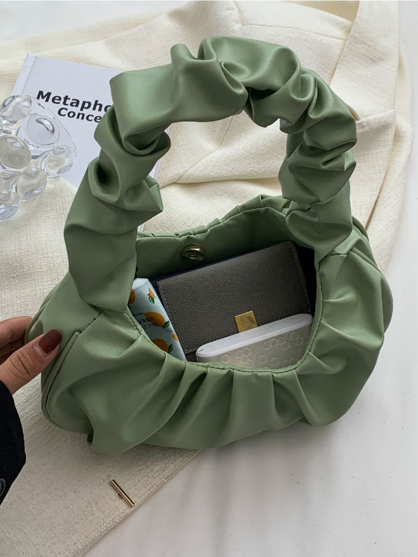 Minimalist Snap Button Ruched Bag