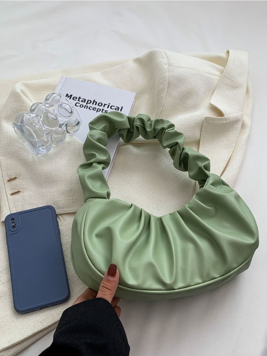 Minimalist Snap Button Ruched Bag