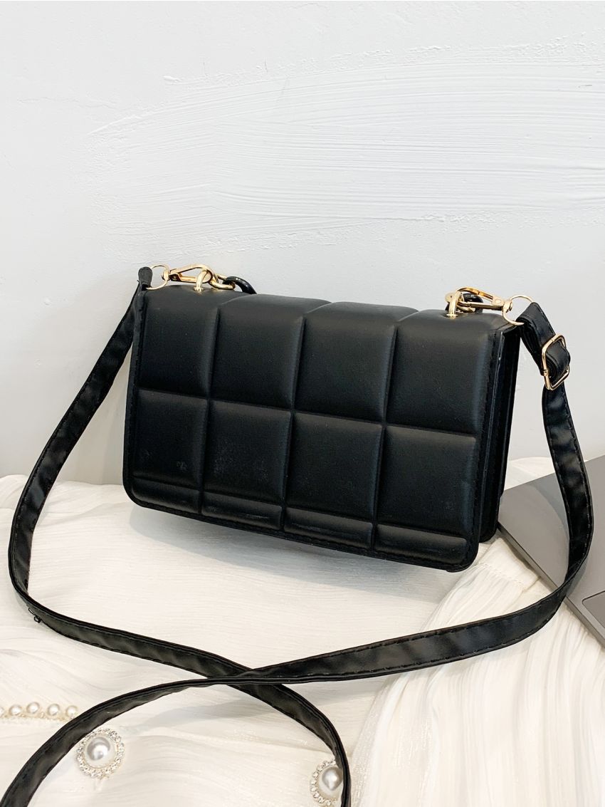 Mini Geometric Embossed Flap Chain Square Bag