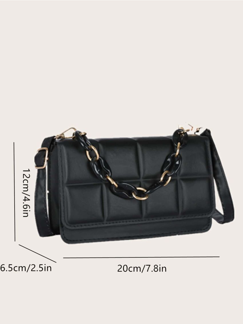 Mini Geometric Embossed Flap Chain Square Bag